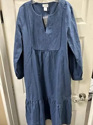 Vermont Country Store Dress Size XL NEW Blue Cotton Linen • $35