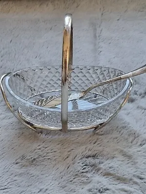 £34.99 • Buy Antique  Rare Cut Glass  Butter Dish & Silver Stand Plus Silver Butter Knife