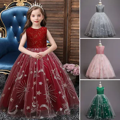 5-14 Years Girls Pageant Wedding Bridesmaid Maxi Dress Formal Party Prom Gown • $38.84