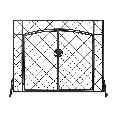 Christopher Knight Home Kristin Iron Fireplace Screen Matte Black • $40