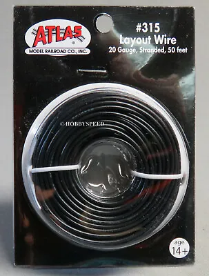 ATLAS 315 BLACK TRACK LAYOUT WIRE 20 GAUGE STRANDED 50 FT Lighting Train ATL315 • $12.84