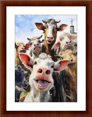 Cow Selfie Digital Art  A4print Posters Pictures Home Decor Gifts Wall Art • £4.99