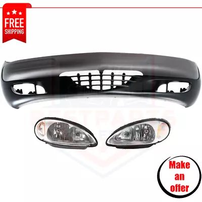 Front Bumper Cover & Headlights Kit 3 Piece For 2001-2005 Chrysler PT Cruiser • $302.39