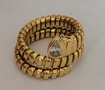 Authentic Bulgari Tubogas Diamond 18K Yellow Gold Snake Ring Size 7 • $5.02