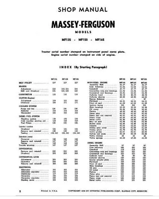 Massey Ferguson 135 150 165 TMM Workshop Manual • £24