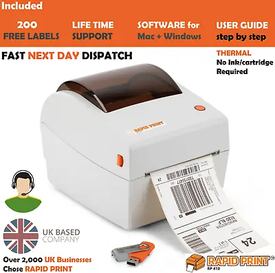 £120 • Buy Thermal Shipping Label Printer For UK Businesses 4x6 Inch+ Custom Label Size