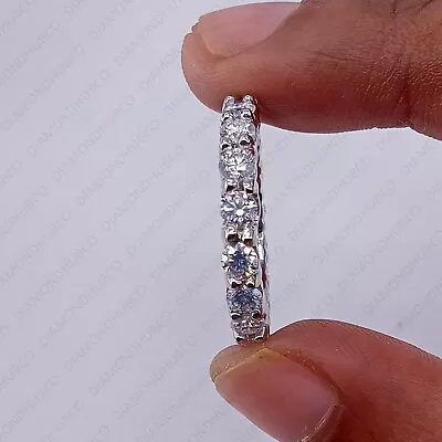 2 CTW Round Cut Moissanite Wedding Eternity Band 14K White Gold Plated Size 6.5 • $129.78