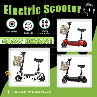 $348.38 • Buy Adults Electric Scooter 600W 35km/h Motor 8 Inch Foldable Portable Commuter Bike
