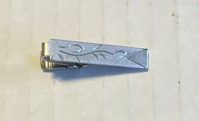 Vintage Men's Tie Clip Ornate Silver Tone M Sterling 1 5/16 Inches • $17.95