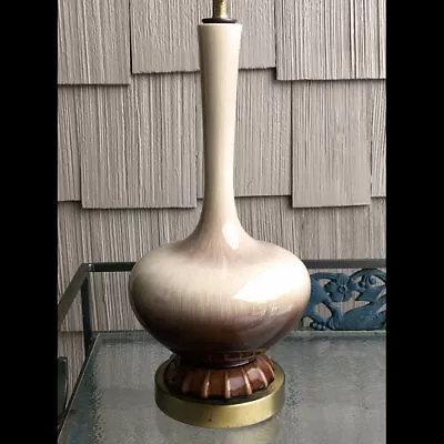  Mid Century Royal Haeger Era Ceramic Mocha Drip Genie Bottle Table Lamp • $65