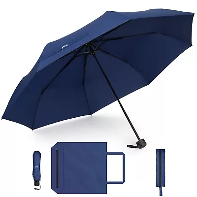 Compact Umbrella For Rain Blue Travel Umbrella Light Weight 2-in-1 Tote Bag • $9.99