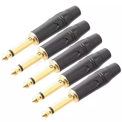 5x 1/4  6.35mm Straight Guitar Silent Plug Gold Plated Mono Audio Connector • $8.87