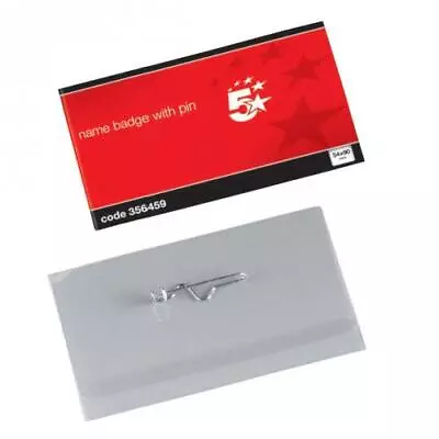 £9.99 • Buy BRAND NEW BOX OF 50x NAME VISITOR ID PLASTIC PIN BADGES & INSERTS 54X90mm 356459