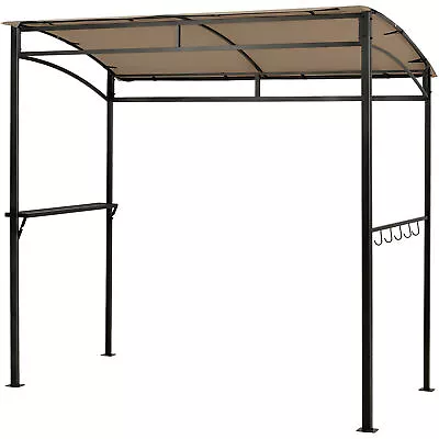 7'x4.5' Grill Gazebo Outdoor Patio Garden BBQ Canopy Shelter Storage Hook Brown • $148.49