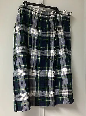 Vtg Laird Portch Scotland Green Tartan Plaid Kilt Skirt Wool Size 18 New Flaws • $29.99