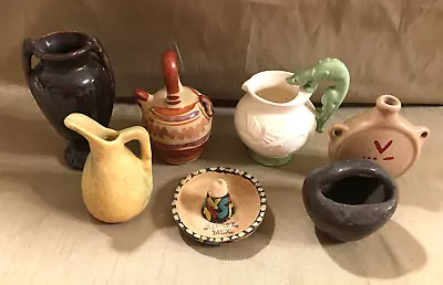 Lot 7 MCM Vintage Miniature Native American Mexican Style Pottery Souvenirs • $18