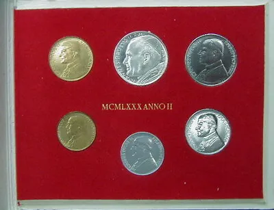 1980 Italy VATICAN Complete Set COINS UNC Silver John Paul II In Offical BOX • $23.99