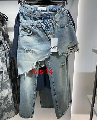 $79.39 • Buy Zara New Woman Mid-rise Zw Straight-leg Mid-rise Jeans Pant  Faded Blue 6840/091
