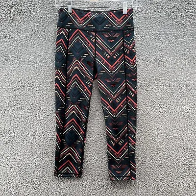 Sweaty Betty Leggings Womens Medium Black Red Chevron Zig Zag Reversible Crop • $16.74