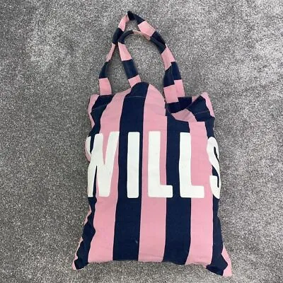 Jack Wills Pink Navy Tote Carry Handbag Cotton Shoulder Bag Y2k • £12.49