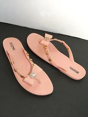 MICHAEL KORS Nude PVC Jelly Flip Flop Thong Sandals SZ 4 USA 35 EUR • $24.95