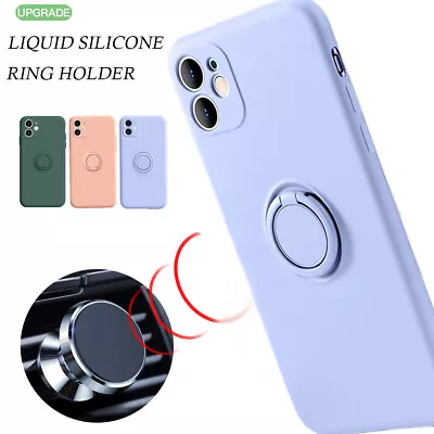 $9.99 • Buy For IPhone 13 12 Pro Max 11 XR 8 7 SE Ring Stand Case Shockproof Silicone Cover