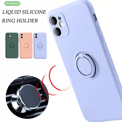 For IPhone 13 12 Pro Max 11 XR 8 7 SE Ring Stand Case Shockproof Silicone Cover • $8.65