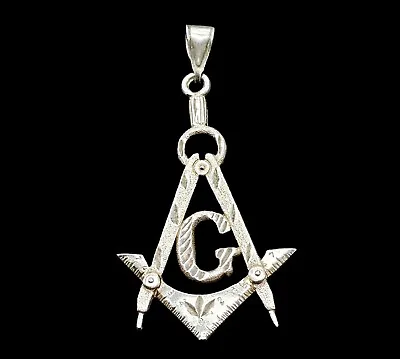 Vintage Master Mason Jewel Square & Compass Masonic Sterling Silver Pendant 6g • $39.99