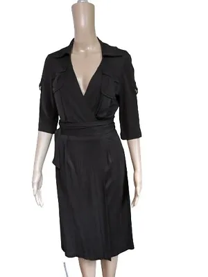 $49.99 • Buy Diane Von Furstenberg Womens Belted Brown Wrap Dress Cargo Pockets Size 6