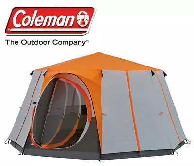 Coleman Cortes OCTAGON 8 Berth Person Man Festival Family Camping Tent ORANGE • £199.99