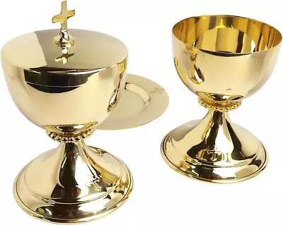 Liturgical Chalice Ciborium And Paten Set For Communion Mass Ceremonies 3 Pieces • $299.88