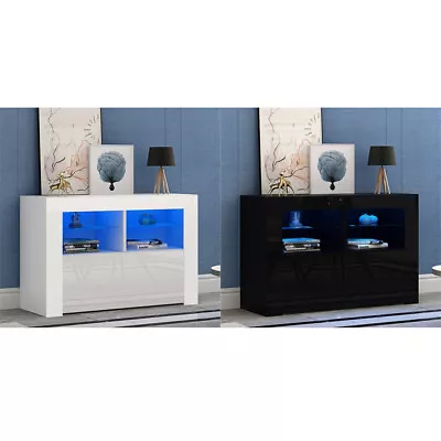 £87.99 • Buy Modern 100cm TV Unit Cabinet Stand Matt Body & High Gloss Door With LED Lights
