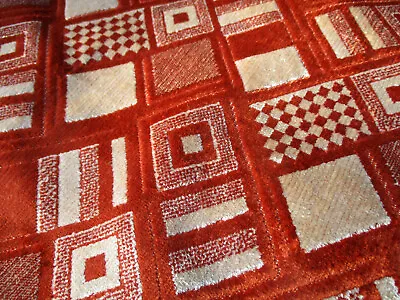 Vtg Northhaptom Thick Plush Velvet Fabric Upholstery/Curtain GEOMETRIC BytheYard • $19.99