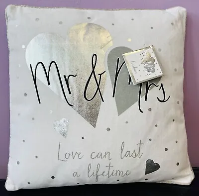 Mr & Mrs - Wedding Cushion - Wedding Gift - White - Brand New • £9.99