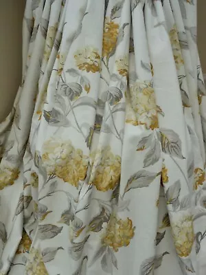 Laura Ashley Bespoke Hydrangea Camomile  Blackout/ Thermal Curtains & Tiebacks • £225