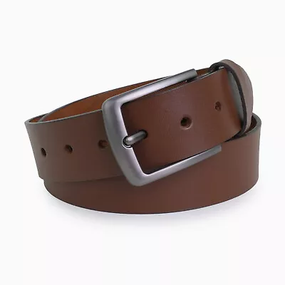 Men’s 1.5  Wide Leather Belt With Snap - Brown [Big & Tall Size 46-56] • $34.99