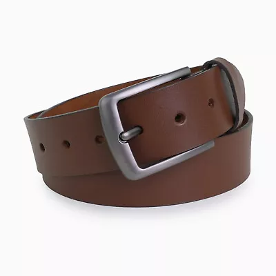 Men’s 1.5  Wide Leather Belt With Snap - Brown [Size 32-44] • $27.99