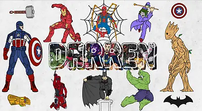 Personalised Marvel Avengers Super Heroes Wall Sticker Art Decal Decor Vinyl • £17