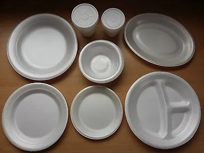 £5.41 • Buy Foam Polystyrene Cups Plates Bowls Disposable Hot Cold Food Drinks Cheap!
