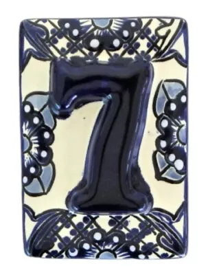 Mexican House Number Talavera Tile Home Address Tiles High Relief Blue White HR3 • $5.50