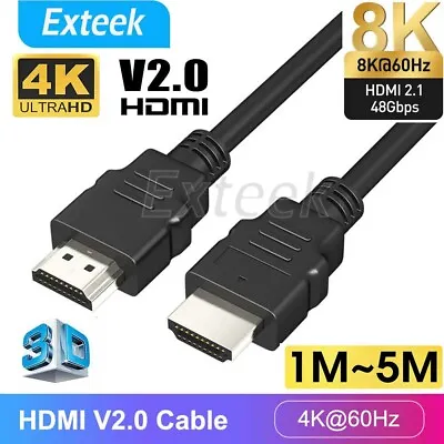 Premium 8K4K HDMI Cable V2.1 V2.0 Ultra HD 2160P 1080P 3D Ethernet ARC HEC AU • $4.74