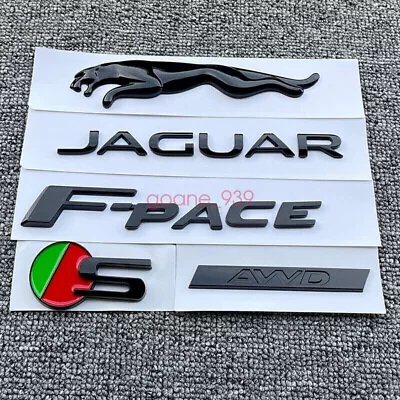 5PCS Glossy Black Badge Rear Trunk Emblem Sticker FOR Jagua F-PACE S AWD Logo • $62.56