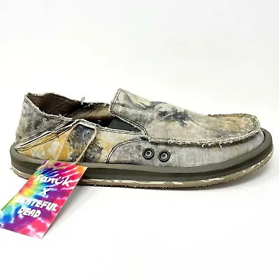 Sanuk X Grateful Dead Vagabond ST Tie Dye Hemp Surfer Slip On Comfort Shoes • $47.95