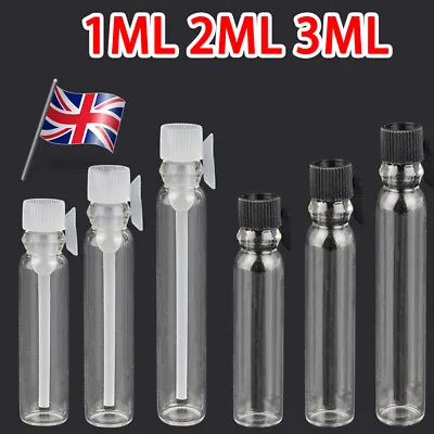 1/2/3ml Empty Mini Glass Perfume Bottles Sample Newl Vial Tubes Bottles UK • £3.70