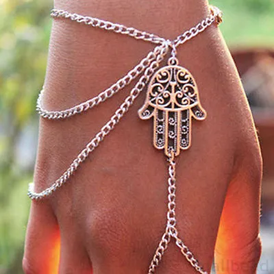 Retro Hamsa Hand Bracelet Fatima Slave Han Boho Bohemian Ring Jewellery A002 • £4.45