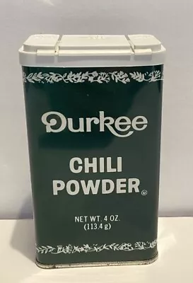 Vintage Durkee Spice Chili Powder Tin Green 4oz • $12.99