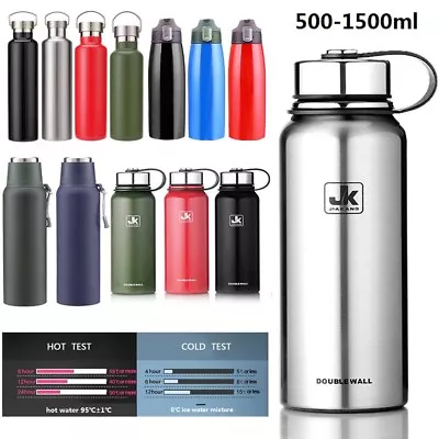 $29.95 • Buy Double Walled Vacuum Insulated Water Bottle Stainless Steel Water Flask 0.5-1.5L