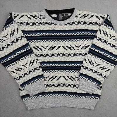 Vintage Expressions Knit Sweater Pullover Crewneck Men's Size Large Geometric • $21.99