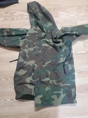 Military Issued Parka Cold Weather Camouflage  Size Large Long Woodland Pattern • $12.99