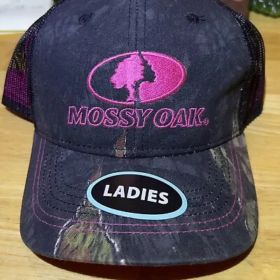 Mossy Oak Ladies Camo Pink Logo Adjustable Mesh Back Baseball Hat Cap -NWT • £15.31